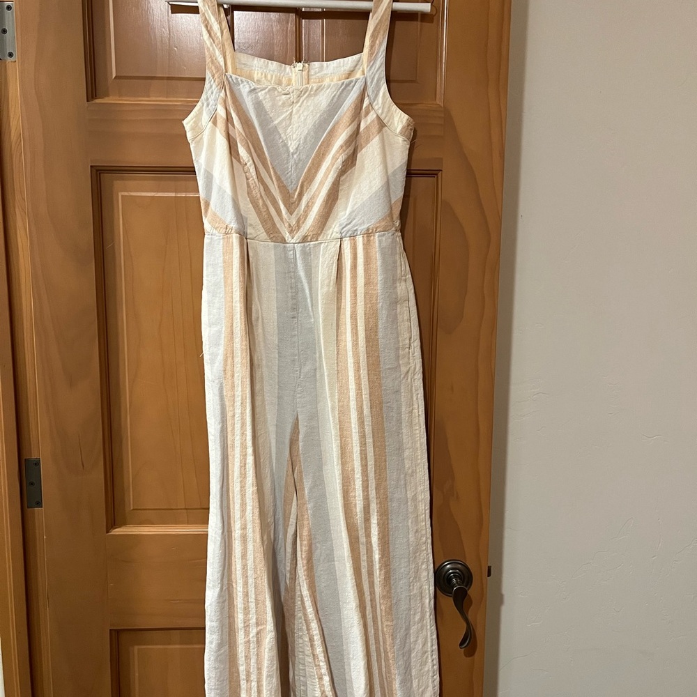 Anthropologie Cream and Tan Textured Jumper